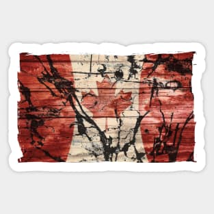 Grunge Canada Flag Rustic Red Aged White Sticker